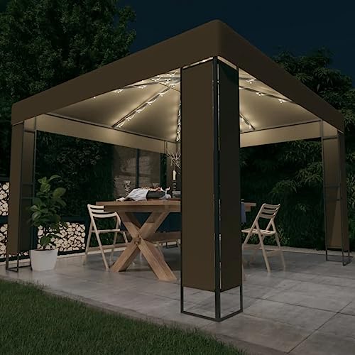 Qnhdfrt Pavillon mit Doppeldach und LED Lichterkette 3x3x2,7 m Taupe Robuster Gartenpavillon für Outdoor Events wie Grillabende Hochzeiten und Geburtstagsfeiern Qnhdfrt Pavillon mit Doppeldach und LED Lichterkette 3x3x2,7 m Taupe Robuster Gartenpavillon für Outdoor Events wie Grillabende Hochzeiten und Geburtstagsfeiern von Qnhdfrt