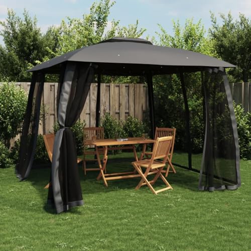 Qnhdfrt Pavillon mit Doppeldach und Netzwänden Anthrazit 2,93 x 2,93 m Robuster Stahlrahmen für Garten Camping und Outdoor Events Qnhdfrt Pavillon mit Doppeldach und Netzwänden Anthrazit 2,93 x 2,93 m Robuster Stahlrahmen für Garten Camping und Outdoor Events von Qnhdfrt