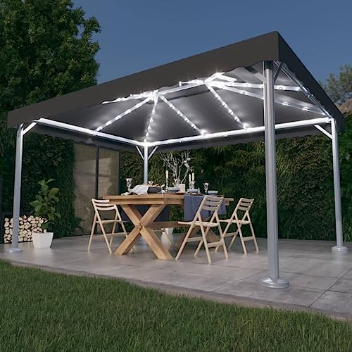 Qnhdfrt Pavillon mit LED-Lichterkette 400x300 cm Anthrazit Aluminium Gartenpavillon Grillüberdachung mit Solarlichtern für Outdoor-Partys und Camping Qnhdfrt Pavillon mit LED-Lichterkette 400x300 cm Anthrazit Aluminium Gartenpavillon Grillüberdachung mit Solarlichtern für Outdoor-Partys und Camping von Qnhdfrt