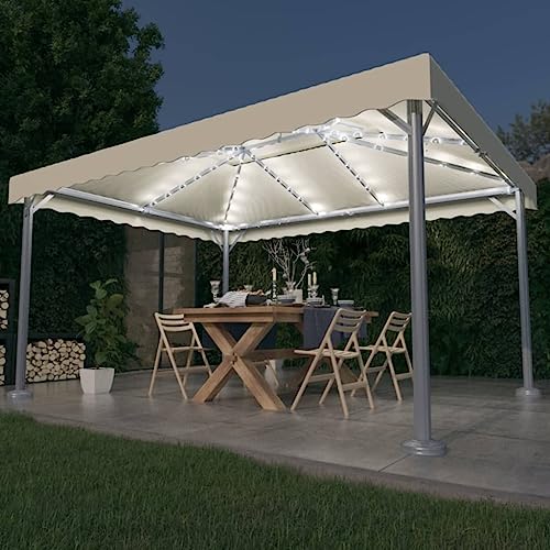 Qnhdfrt Pavillon mit LED Lichterkette 400x300 cm Cremeweiß Aluminium Gartenpavillon mit Solarlichtern für Grillpartys und Outdoor Events Qnhdfrt Pavillon mit LED Lichterkette 400x300 cm Cremeweiß Aluminium Gartenpavillon mit Solarlichtern für Grillpartys und Outdoor Events von Qnhdfrt