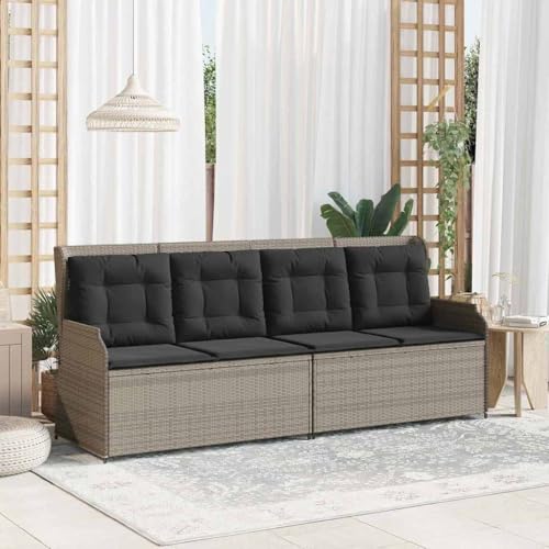 Qnhdfrt Poly Rattan Gartenbank 110 x 67 x 95 cm Hellgrau mit Abnehmbarem Sitzpolster und Verstellbarer Rückenlehne Robustes Outdoor Lounge Möbel Set für Garten Terrasse Balkon und Wohnzimmer von Qnhdfrt