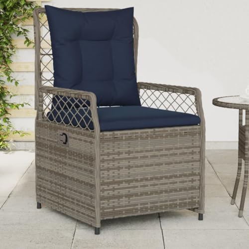 Qnhdfrt Poly Rattan Gartenstuhl Liegestuhl Klappbarer Outdoor Sessel mit Verstellbarer Rückenlehne Grau Marineblaue Auflagen 110 kg Belastbar für Balkon Terrasse Garten Qnhdfrt Poly Rattan Gartenstuhl Liegestuhl Klappbarer Outdoor Sessel mit Verstellbarer Rückenlehne Grau Marineblaue Auflagen 110 kg Belastbar für Balkon Terrasse Garten von Qnhdfrt