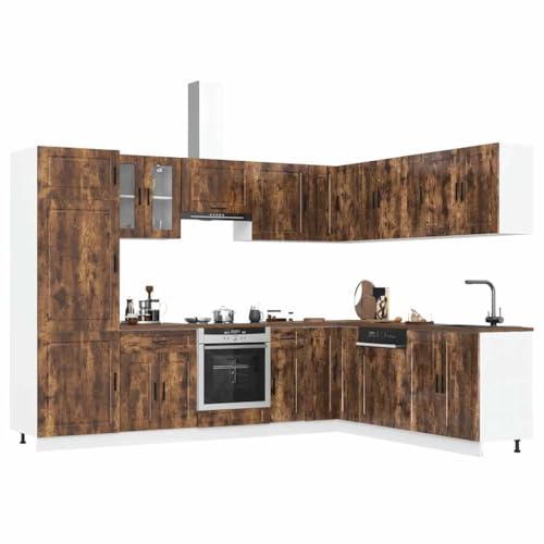 Qnhdfrt Porto 14-TLG Küchenschrank Set Räuchereiche Holzwerkstoff und Glas Modernes Design Robuster Stauraum für Kücheneinrichtung Qnhdfrt Porto 14-TLG Küchenschrank Set Räuchereiche Holzwerkstoff und Glas Modernes Design Robuster Stauraum für Kücheneinrichtung von Qnhdfrt