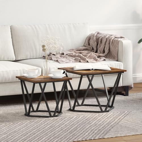 Qnhdfrt Quadratischer Beistelltisch Set aus Metall und geräucherter Eiche 60x60x40 cm mit minimalistischem Design und Stabiler Konstruktion für Wohnzimmer Dekoration Qnhdfrt Quadratischer Beistelltisch Set aus Metall und geräucherter Eiche 60x60x40 cm mit minimalistischem Design und Stabiler Konstruktion für Wohnzimmer Dekoration von Qnhdfrt