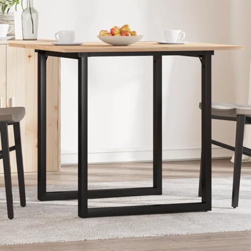 Qnhdfrt Quadratischer Esstisch Klein 90x90x75cm aus Massivholz Kiefer mit Pulverbeschichtetem Stahl O-Gestell für Küche Esszimmer Balkon Garten Camping oder Terrasse von Qnhdfrt