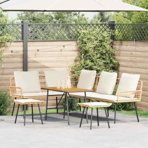 Qnhdfrt Rattan Sofa Set 4 Teile Beige Gartenmöbel aus Naturmaterial Outdoor Lounge Set mit Tisch und Hocker für Balkon Terrasse und Wohnzimmer Qnhdfrt Rattan Sofa Set 4 Teile Beige Gartenmöbel aus Naturmaterial Outdoor Lounge Set mit Tisch und Hocker für Balkon Terrasse und Wohnzimmer von Qnhdfrt