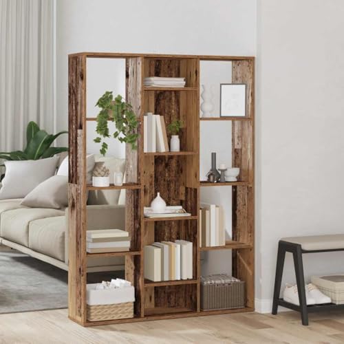 Qnhdfrt Raumteiler Bücherregal Altholz-Optik 100x24x140cm Holzwerkstoff mit 13 Fächern für Sichtschutz in Garten Balkon Terrasse Elegantes Design Stabil Vielseitig Qnhdfrt Raumteiler Bücherregal Altholz-Optik 100x24x140cm Holzwerkstoff mit 13 Fächern für Sichtschutz in Garten Balkon Terrasse Elegantes Design Stabil Vielseitig von Qnhdfrt
