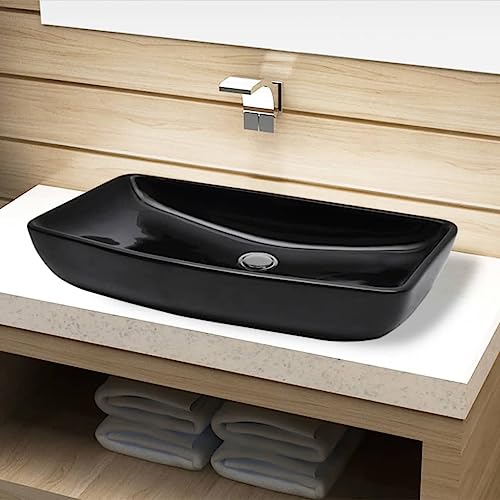Qnhdfrt Rechteckiges Waschbecken aus hochwertiger Keramik 710 x 380 x 135 mm Modernes Design mit hochglänzender Oberfläche Einfache Reinigung Überbauwaschbecken für Badezimmer Gäste WC und Schminkraum von Qnhdfrt