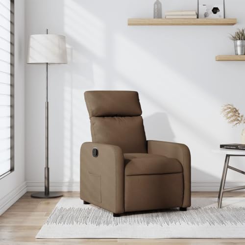 Qnhdfrt Relaxsessel Braun Stoff mit manueller Liegefunktion, Bequemer Fernsehsessel für Wohnzimmer und Schlafzimmer, Verstellbare Rückenlehne bis 135° von Qnhdfrt