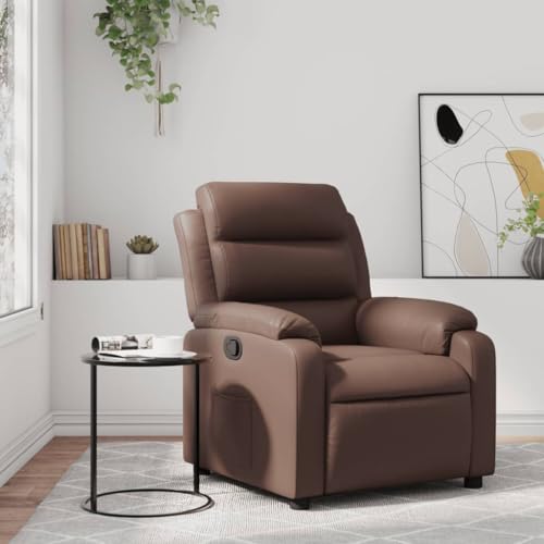Qnhdfrt Relaxsessel Braun mit Manueller Liegefunktion Kunstleder Bequem für Wohnzimmer Schlafzimmer Fernsehsessel Komfortabler Sessel mit Seitentasche und Stabiler Rahmen von Qnhdfrt