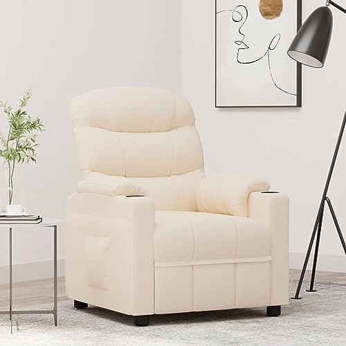 Qnhdfrt Relaxsessel Creme Stoff mit manueller Liegefunktion – Bequemer Loungesessel für Wohnzimmer Schlafzimmer als Fernsehsessel oder Lesesessel von Qnhdfrt