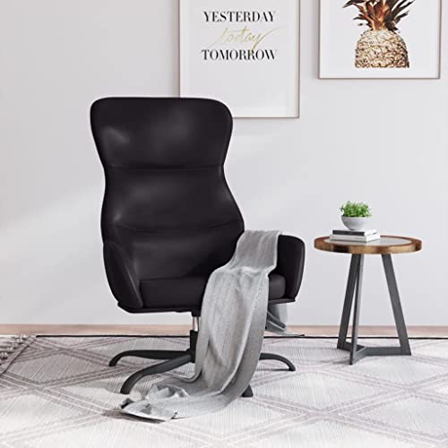Qnhdfrt Relaxsessel Drehsessel Schwarz Kunstleder 360 Grad drehbar Dick gepolsterter Wohnzimmer Sessel mit Metallgestell für Innenbereich Komfortabler Armlehnensessel von Qnhdfrt