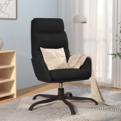 Qnhdfrt Relaxsessel Drehsessel Schwarz Kunstleder Dick Gepolstert 360 Grad Drehbar Metallrahmen für Wohnzimmer Schlafzimmer Balkon von Qnhdfrt