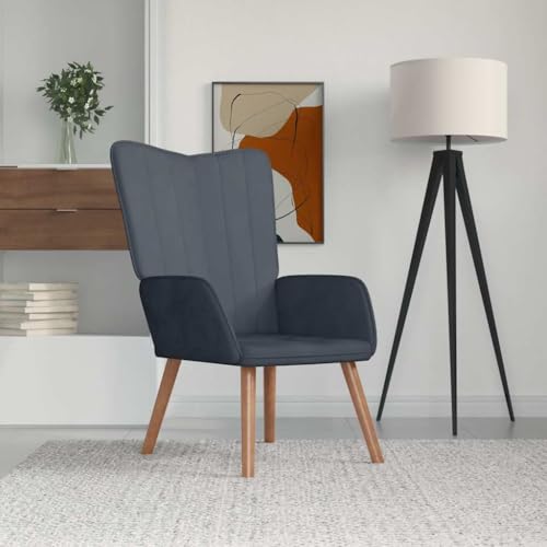 Qnhdfrt Relaxsessel Dunkelgrau Samt mit Armlehnen und Vertikalen Nähten - Stabiler und Bequemer Sessel für Wohnzimmer, Schlafzimmer oder Balkon, Größe 61.5x69x95.5cm von Qnhdfrt