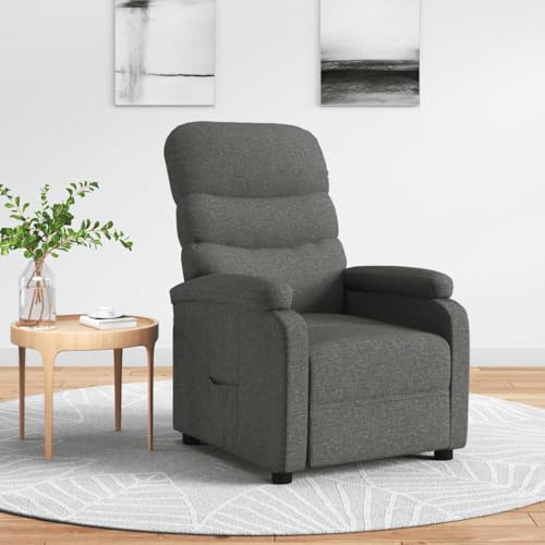 Qnhdfrt Relaxsessel Dunkelgrau Stoff mit manueller 3-Positionen Liegefunktion – Bequemer Fernsehsessel und Loungesessel für Wohnzimmer Schlafzimmer und Entspannung von Qnhdfrt
