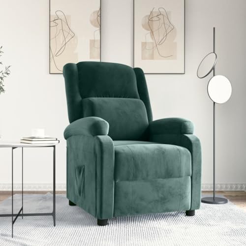Qnhdfrt Relaxsessel Dunkelgrün Samt mit manueller Liegefunktion - Bequemer Loungesessel für Wohnzimmer Schlafzimmer Balkon von Qnhdfrt