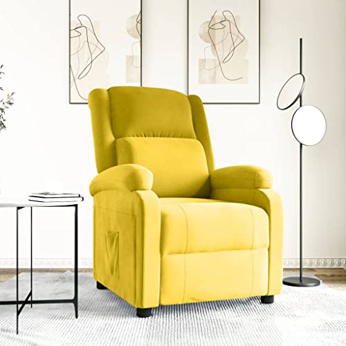 Qnhdfrt Relaxsessel Gelb Samt manuell verstellbar mit Liegefunktion bequem für Wohnzimmer Schlafzimmer von Qnhdfrt