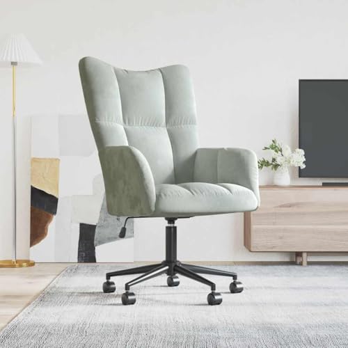 Qnhdfrt Relaxsessel Hellgrau Samt mit 360-Grad Drehfunktion und Höhenverstellung – Moderner Loungesessel für Wohnzimmer Schlafzimmer oder Balkon von Qnhdfrt