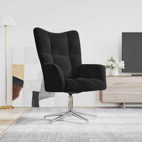 Qnhdfrt Relaxsessel Schwarz Samt Modernes Design 360 Grad Drehbar mit Weicher Polsterung für Wohnzimmer Schlafzimmer und Balkon von Qnhdfrt