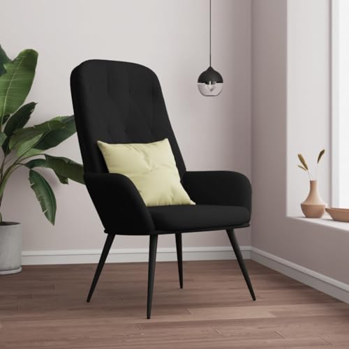Qnhdfrt Relaxsessel Schwarz Samt mit Metallgestell Bequem Robust für Wohnzimmer Schlafzimmer Esszimmer oder als Schminktischstuhl 70x77x98cm von Qnhdfrt