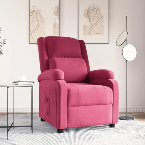 Qnhdfrt Relaxsessel Weinrot Samt mit manueller 3 Stufen Liegefunktion 70 x 93 x 98 cm Bequem & Langlebig für Wohnzimmer Schlafzimmer Balkon von Qnhdfrt
