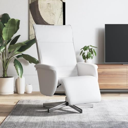 Qnhdfrt Relaxsessel Weiß Kunstleder mit Fußteil und Manueller Liegefunktion Drehbarer Loungesessel für Wohnzimmer Schlafzimmer Balkon von Qnhdfrt