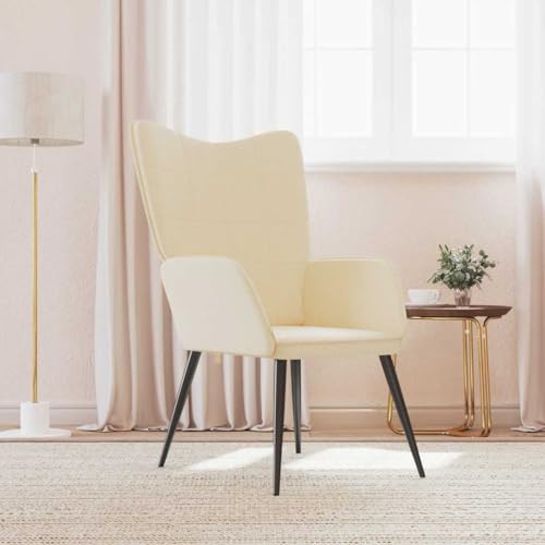 Qnhdfrt Relaxsessel in Creme Stoff Modernes Design mit Weicher Polsterung und Stahlgestell für Wohnzimmer Schlafzimmer oder Balkon von Qnhdfrt