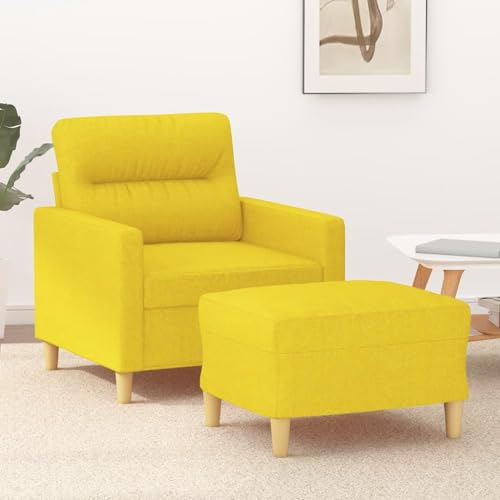Qnhdfrt Relaxsessel mit Fußhocker Hellgelb 60 cm Sitzbreite Stoff Modern Robust für Wohnzimmer Balkon oder Jugendzimmer von Qnhdfrt