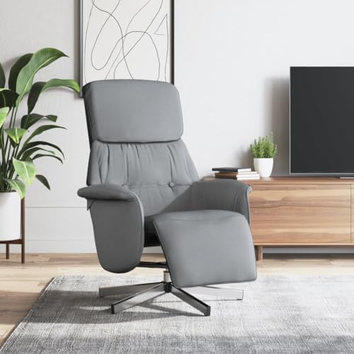 Qnhdfrt Relaxsessel mit Fußteil Hellgrau Stoff, 360 Grad Drehbar mit Manueller Liegefunktion, Bequemer Loungesessel für Wohnzimmer Schlafzimmer und Balkon von Qnhdfrt