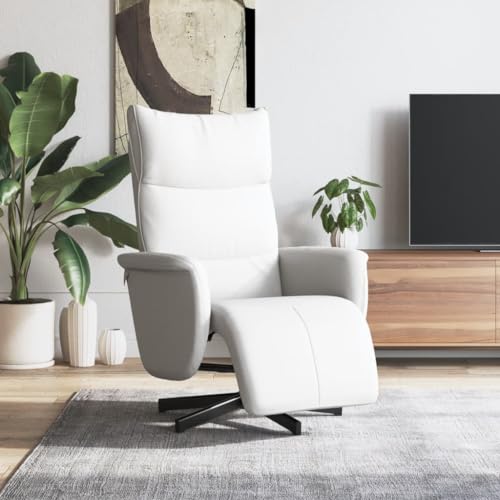 Qnhdfrt Relaxsessel mit Fußteil und Liegefunktion Weiß Kunstleder Drehbarer Loungesessel für Wohnzimmer Balkon Schlafzimmer von Qnhdfrt