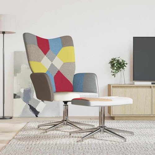 Qnhdfrt Relaxsessel mit Hocker 360°Drehbar Patchwork Stoff 62x68x98 cm Bequemer Lesesessel Polsterstuhl für Wohnzimmer Schlafzimmer Balkon Qnhdfrt Relaxsessel mit Hocker 360°Drehbar Patchwork Stoff 62x68x98 cm Bequemer Lesesessel Polsterstuhl für Wohnzimmer Schlafzimmer Balkon von Qnhdfrt