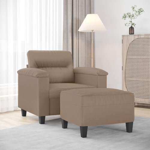 Qnhdfrt Relaxsessel mit Hocker Cappuccino-Braun Kunstleder 60 cm Sitzbreite für Wohnzimmer Esszimmer Balkon Bequem und Robust mit Modernem Design von Qnhdfrt