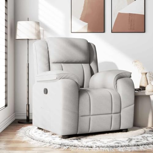 Qnhdfrt Relaxsessel mit manueller Liegefunktion Wolkengrau Stoff für Wohnzimmer Schlafzimmer oder Balkon Bequemer Loungesessel mit Seitentasche und Stabiler Konstruktion von Qnhdfrt