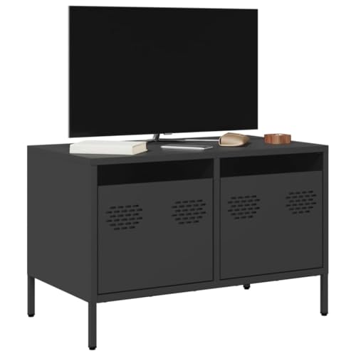 Qnhdfrt Robuster TV Schrank Schwarz Kaltgewalzter Stahl 68x39x43,5 cm mit 2 Schubladen Verstellbare Stellfüße Industrie-Stil für Wohnzimmer Schlafzimmer Lowboard Qnhdfrt Robuster TV Schrank Schwarz Kaltgewalzter Stahl 68x39x43,5 cm mit 2 Schubladen Verstellbare Stellfüße Industrie-Stil für Wohnzimmer Schlafzimmer Lowboard von Qnhdfrt