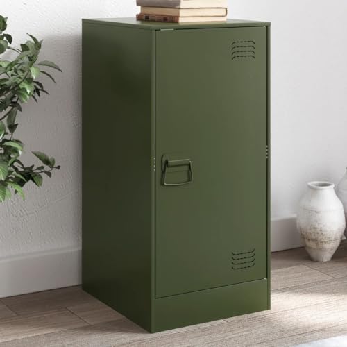 Qnhdfrt Robustes Sideboard Olivgrün aus Kaltgewalztem Stahl 34,5x39x73 cm mit 2 Fächern und Tür für Wohnzimmer Flur oder Büro von Qnhdfrt