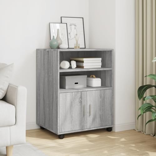 Qnhdfrt Rollschrank Grau Sonoma 60x48x81 cm Holzwerkstoff mit Rollen und Stauraum für Büro Wohnzimmer oder Küche Qnhdfrt Rollschrank Grau Sonoma 60x48x81 cm Holzwerkstoff mit Rollen und Stauraum für Büro Wohnzimmer oder Küche von Qnhdfrt