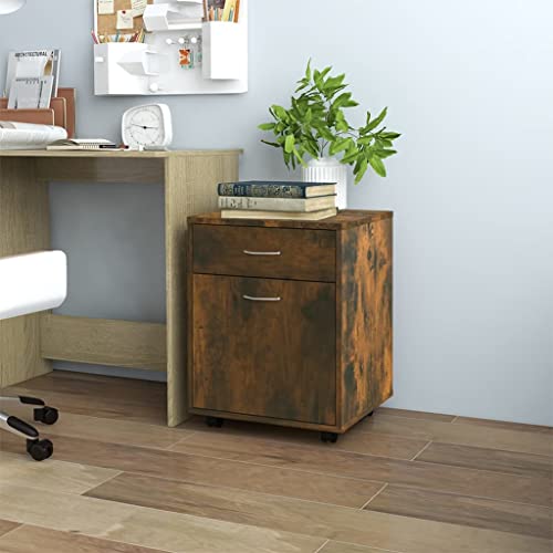 Qnhdfrt Rollschrank Räuchereiche 45x38x54 cm Holzwerkstoff Mobiler Aufbewahrungsschrank mit Rollen und Schublade für Büro Haushalt Lager Qnhdfrt Rollschrank Räuchereiche 45x38x54 cm Holzwerkstoff Mobiler Aufbewahrungsschrank mit Rollen und Schublade für Büro Haushalt Lager von Qnhdfrt