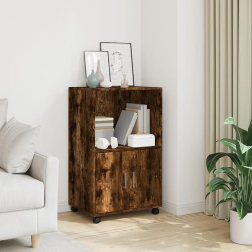 Qnhdfrt Rollschrank Räuchereiche 55x40x91 cm mit Rollen und Schrankfach - Küchenschrank Sideboard für Küche Wohnzimmer Schlafzimmer mit praktischem Stauraum Qnhdfrt Rollschrank Räuchereiche 55x40x91 cm mit Rollen und Schrankfach - Küchenschrank Sideboard für Küche Wohnzimmer Schlafzimmer mit praktischem Stauraum von Qnhdfrt