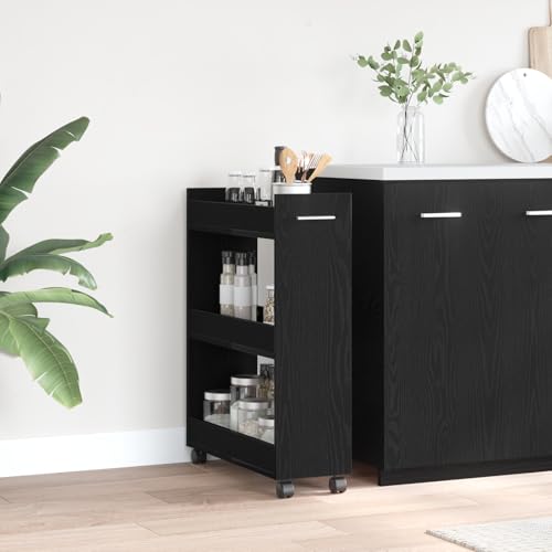 Qnhdfrt Rollschrank Schwarz Eiche 60x22x79 cm Mobiler Aufbewahrungsschrank mit Rollen Moderner Organizer für Wohnzimmer Büro Schlafzimmer Qnhdfrt Rollschrank Schwarz Eiche 60x22x79 cm Mobiler Aufbewahrungsschrank mit Rollen Moderner Organizer für Wohnzimmer Büro Schlafzimmer von Qnhdfrt