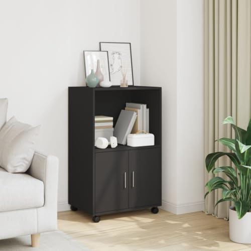 Qnhdfrt Rollschrank Schwarz aus Holzwerkstoff mit Rollen und viel Stauraum, 55x40x91 cm, für Küche, Wohnzimmer, Schlafzimmer – robust und pflegeleicht Qnhdfrt Rollschrank Schwarz aus Holzwerkstoff mit Rollen und viel Stauraum, 55x40x91 cm, für Küche, Wohnzimmer, Schlafzimmer – robust und pflegeleicht von Qnhdfrt