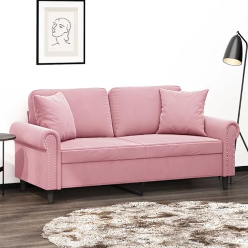 Qnhdfrt Rosa 2-Sitzer Samt Sofa 172x77x80 cm mit Zierkissen und Metallgestell modernes Design Robust & Bequem kleines Sofa für Wohnzimmer Jugendzimmer Balkon Qnhdfrt Rosa 2-Sitzer Samt Sofa 172x77x80 cm mit Zierkissen und Metallgestell modernes Design Robust & Bequem kleines Sofa für Wohnzimmer Jugendzimmer Balkon von Qnhdfrt