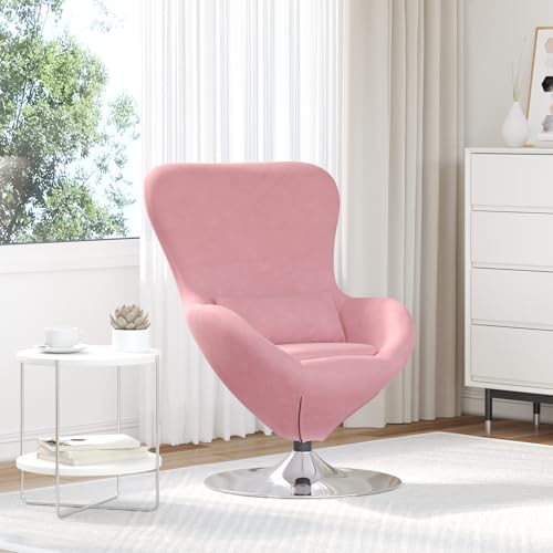 Qnhdfrt Rosa Samt Sessel mit Metallbasis Moderner Drehsessel für Wohnzimmer Schlafzimmer Bequemer Lesesessel Indoor Möbel von Qnhdfrt