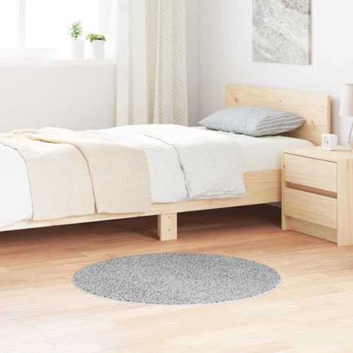 Qnhdfrt Rund Teppich Grau Ø90 cm Moderner Wohnzimmerteppich aus weichem Polyester mit Rutschfester Basis für Schlafzimmer und Flur von Qnhdfrt