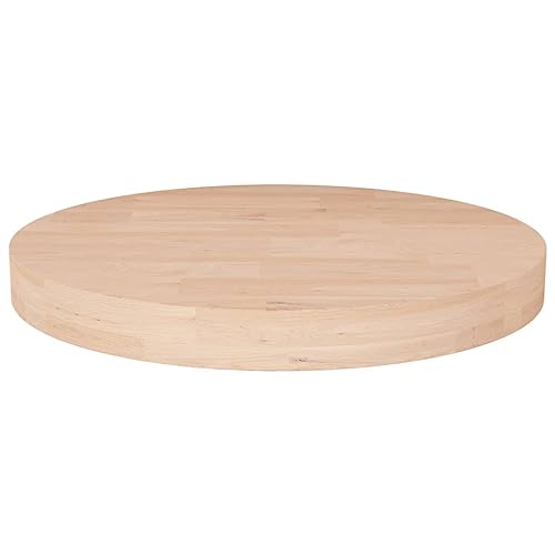 Qnhdfrt Runde Tischplatte aus massivem Eichenholz Ø30x4 cm Unbehandelt Rustikales Design für Couchtische Beistelltische und mehr von Qnhdfrt