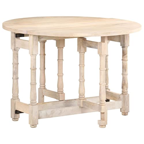 Qnhdfrt Runder Esstisch Klein 110x76 cm aus Massivholz Mangobaum - Holztisch für Küche Esszimmer Balkon mit gebleichter Oberfläche von Qnhdfrt