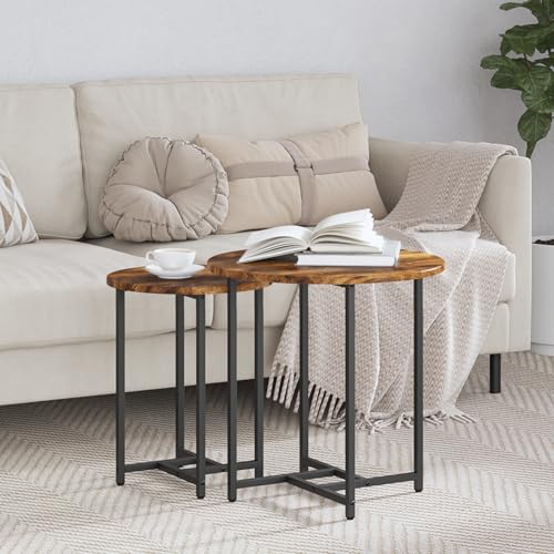 Qnhdfrt Rundes Beistelltisch Set aus Geräucherter Eiche 2 Stück Braun Massivholz für Wohnzimmer Schlafzimmer Stabiles und Stilvolles Design Qnhdfrt Rundes Beistelltisch Set aus Geräucherter Eiche 2 Stück Braun Massivholz für Wohnzimmer Schlafzimmer Stabiles und Stilvolles Design von Qnhdfrt