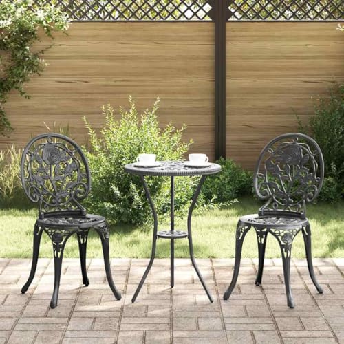Qnhdfrt Rundes Tischset Schwarz 41 cm Outdoor Metall Tisch für 2 Personen mit Stilvollem Design und Robuster Pulverbeschichtung für Garten und Terrasse von Qnhdfrt