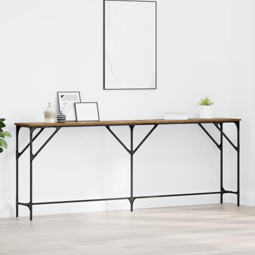 Qnhdfrt Rustikaler Beistelltisch aus MDF Braun 200x29x75 cm Rechteckig mit Industriellem Stil und Stabilem Metallgestell für Wohnzimmer und Flur Sofort Einsatzbereit Qnhdfrt Rustikaler Beistelltisch aus MDF Braun 200x29x75 cm Rechteckig mit Industriellem Stil und Stabilem Metallgestell für Wohnzimmer und Flur Sofort Einsatzbereit von Qnhdfrt