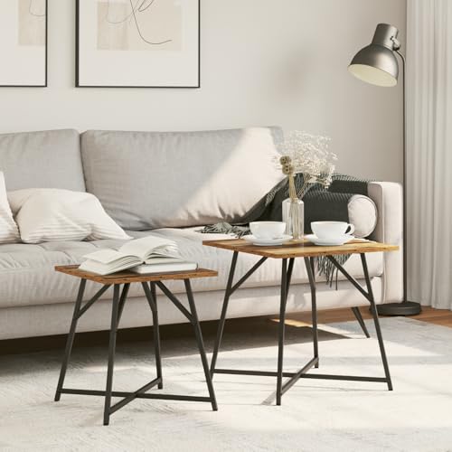 Qnhdfrt Rustikaler Industrieller Beistelltisch aus Recyceltem Holz 2 Stück Braun Rechteckig 45 cm Höhe 50 cm x 50 cm für Wohnzimmer Moderne Einrichtung Qnhdfrt Rustikaler Industrieller Beistelltisch aus Recyceltem Holz 2 Stück Braun Rechteckig 45 cm Höhe 50 cm x 50 cm für Wohnzimmer Moderne Einrichtung von Qnhdfrt