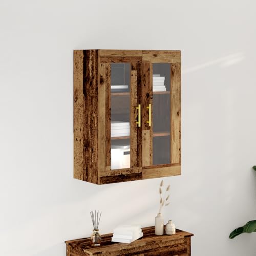 Qnhdfrt Rustikaler Landhausstil Buffetschrank mit Glastüren aus Massivholz Altholz - Sideboard für Esszimmer und Wohnbereich, Braun, 69,5x34x90 cm mit DREI Regalen Qnhdfrt Rustikaler Landhausstil Buffetschrank mit Glastüren aus Massivholz Altholz - Sideboard für Esszimmer und Wohnbereich, Braun, 69,5x34x90 cm mit DREI Regalen von Qnhdfrt